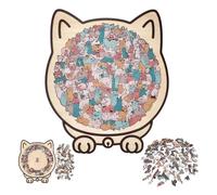 135-Piece Morandi-Colored Cat Shaped Wooden Jigsaw Puzzle,Cat Shaped Wooden Puzzle,Framed by Adorable Cats Outline Puzzles,Unique Animal Shape WoodPuzzle, CreativePuzzle Gifts for Cats Lovers (A)