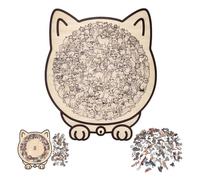 135-Piece Morandi-Colored Cat Shaped Wooden Jigsaw Puzzle,Cat Shaped Wooden Puzzle,Framed by Adorable Cats Outline Puzzles,Unique Animal Shape WoodPuzzle, CreativePuzzle Gifts for Cats Lovers (D)