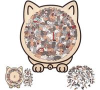 135-Piece Morandi-Colored Cat Shaped Wooden Jigsaw Puzzle, Cat Shaped Wooden Puzzle, Unique Animal Shape WoodPuzzle, CreativePuzzle Gifts for Cats Lovers, Home Decor (B)
