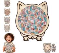 135-Piece Morandi-Colored Cat Shaped Wooden Jigsaw Puzzle, Cat Shaped Wooden Puzzle, Unique Animal Shape WoodPuzzle, CreativePuzzle Gifts for Cats Lovers, Home Decor