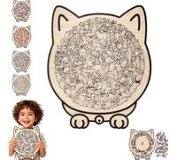 135-Piece Morandi-Colored Cat Shaped Wooden Jigsaw Puzzle, Cat Shaped Wooden Puzzle, Unique Animal Shape WoodPuzzle, CreativePuzzle Gifts for Cats Lovers, Home Decor