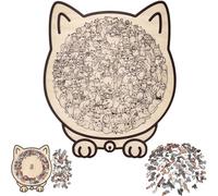 135-Piece Morandi-Colored Cat Shaped Wooden Jigsaw Puzzle, Cat Shaped Wooden Puzzle, Unique Animal Shape WoodPuzzle, CreativePuzzle Gifts for Cats Lovers, Home Decor (D)