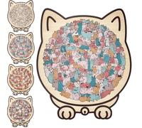 135-Piece Morandi-Colored Cat Shaped Wooden Jigsaw Puzzle,Cat Shaped Wooden Puzzle,Unique Animal Shape WoodPuzzle,Adorable Cats Outline Puzzles,CreativePuzzle Gifts for Cats Lovers,Home Decor (B)