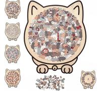 135-Piece Morandi-Colored Cat Shaped Wooden Jigsaw Puzzle, Cat Shaped Wooden Puzzle, Unique Animal Shape WoodPuzzle, CreativePuzzle Gifts for Cats Lovers, Home Decor (A)