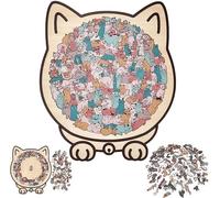 135-Piece Morandi-Colored Cat Shaped Wooden Jigsaw Puzzle, Cats Shaped Wooden P-uzzle, Unique Animal Shape Wood Puzzle, CreativePuzzle Gifts for Cat Lovers, Home Decor (MKL)