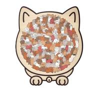 135-Piece Morandi-Colored Cat Shaped Wooden Jigsaw Puzzle, Cute Wooden Cat Shaped Puzzle Pieces with Adorable Feline Designs, Relaxing Art Gift & Home Decor for Cats Lovers (Maillard color)