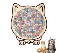 135-Piece Morandi-Colored Cat Shaped Wooden Jigsaw Puzzle, Detailed Cat-Themed Pieces, Challenging Irregular Jigsaw with Frame, Creative Gift for Cats Lovers or Puzzle Fans (#3)