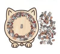 135-Piece Morandi-Colored Cat Shaped Wooden Jigsaw Puzzle, Funny Kitten Wood Puzzles - Framed by Adorable Kitten Outlines, Creative Thinking Stress-Relieving Toy, Playful Home Decor (Morandi)