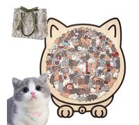 135-Piece Morandi-Colored Cat Shaped Wooden Jigsaw Puzzle,Mailard/Macaron/Wooden/Morandi, Cute Animal Cats Decorative with Adorable Cats Outlines Framed and Acrylic Cover Home Decor & Gift (C)