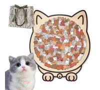135-Piece Morandi-Colored Cat Shaped Wooden Jigsaw Puzzle,Mailard/Macaron/Wooden/Morandi, Cute Animal Cats Decorative with Adorable Cats Outlines Framed and Acrylic Cover Home Decor & Gift (B)