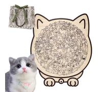 135-Piece Morandi-Colored Cat Shaped Wooden Jigsaw Puzzle,Mailard/Macaron/Wooden/Morandi, Cute Animal Cats Decorative with Adorable Cats Outlines Framed and Acrylic Cover Home Decor & Gift (D)