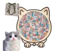 135-Piece Morandi-Colored Cat Shaped Wooden Jigsaw Puzzle,Mailard/Macaron/Wooden/Morandi, Cute Animal Cats Decorative with Adorable Cats Outlines Framed and Acrylic Cover Home Decor & Gift (A)