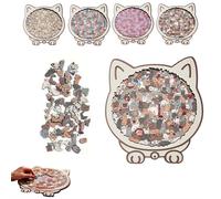 135-Piece Morandi-Colored Cat Shaped Wooden Jigsaw Puzzle,New Cute Cat Shaped Wooden Puzzle,Challenging Irregular Jigsaw,Creative Gift for Cats Lovers (Morandi color)