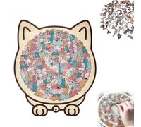 135-Piece Morandi-Colored Cat Shaped Wooden Jigsaw Puzzle,Unique Animal Pieces, Stress-Relief Thinking Toy, With Adorable Cats Outlines Framed, For Home(#C)