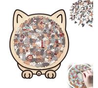 135-Piece Morandi-Colored Cat Shaped Wooden Jigsaw Puzzle,Unique Animal Pieces, Stress-Relief Thinking Toy, With Adorable Cats Outlines Framed, For Home(#a)