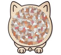 135-Piece Morandi-Colored Cat Shaped Wooden Jigsaw Puzzle - Unique Animal Shape Wood Puzzle for Cat Lovers, Adults & Kids, Crea-tive Home Decor & Holiday/Birthday Gift (Style B)