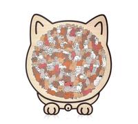 135-Piece Morandi-Colored Cat Shaped Wooden Jigsaw Puzzle, Wooden Cats Shaped Puzzle With Cat Silhouettes Frame, For Home Shelf Family Friends Indoor Adults Kids