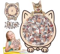 135-Piece Morandi-Colored Cat Shaped Wooden Jigsaw Puzzles, 3D Framed Cat Puzzle, Creative Wooden Puzzle for Festival Birthday Cats Lover Gift, Home Decor