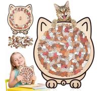 135-Piece Morandi-Colored Cat Shaped Wooden Jigsaw Puzzles, 3D Framed Cat Puzzle, Creative Wooden Puzzle for Festival Birthday Cats Lover Gift, Home Decor