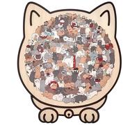 135-Piece MorandiColored Cat Shaped Wooden Jigsaw Puzzle, Unique Animal Shape Irregular Jigsaw with Frame, Creative Puzzle Gifts for Cat Lovers, Home Decor