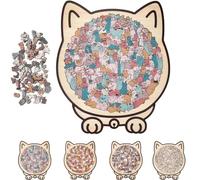 135-Piece Morandis-Colored Cat Shaped Wooden Jigsaw Puzzle, Wooden Stress-Relief Thinking Toy, 3D Detailed Cat-Themed Pieces with Frame, for Cats Lovers or Puzzle Fans (Macaron Color,1PCS)
