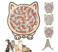 135-Piece Morandis-Colors Cat Shaped Wooden Jigsaw Puzzle - 4 Pack Adorable Cat Shaped Outline Puzzle, Uniquea Animal Shape Wood Jigsaw Presents for Kids, Adults and Cats Lovers, Creatives Home Decor