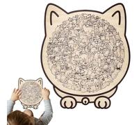 135 Pieces Colored Cat Shaped Wooden, 23.7x21.8 Cm Framed By Adorable Cats Outline Puzzles, Cute Cats Shape Woodens Puzzles Decor, Animal Shape Wood Puzzle For Lovers And Cat Lovers