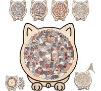 135 Pieces Mailard/Macaron1/Wooden/Morandi-Colored Cat Shaped Wooden Jigsaw Puzzle | Cat Puzzle Frame For Adults, Cute Animal Cats Decorative For CatLovers, Home Decor