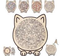 135 Pieces Mailard/Macaron1/Wooden/Morandi-Colored Cat Shaped Wooden Jigsaw Puzzle | Cat Puzzle Frame For Adults, Cute Animal Cats Decorative For CatLovers, Home Decor