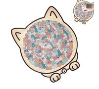 135 Pieces Wooden Puzzle in the Shape of a Cat in Morandi Colours 23.7 x 21.8 cm Cat Puzzle Box Detailed Pieces on the Theme of Cats for Indoor Home Wall Shelf Family Friends