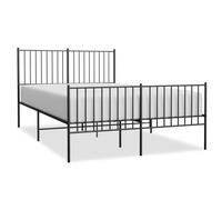 (135 x 190 cm, with headboard & footboard) vidaXL Metal Bed Frame with Headboard Bedroom Metal Platform Bed Base Bedstead