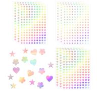 1350 PCS Holographic Star Stickers, Self-Adhesive Small Heart Star Stickers, Tiny Shiny Foil Heart Flower Sticker for School Home Classroom Reward