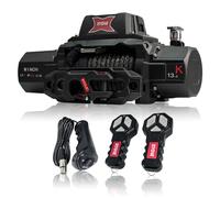 13500lbs 12V Electric Winch IP68waterproof Off-Road Vehicle Rescue winchs with2wireless Remote Controls and Synthetic Rope Suitable for Towing SUVs,Loggers,Trucks,Trailers,Jeeps,4WD (Dark-Gray)
