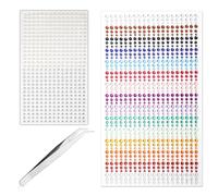 1350pcs Rhinestone Stickers, 0.12/0.16/0.20 Inch Colored Self Adhesive Face Diamond Jewels Stickers Acrylic Face Stickers Face Gem Stickers with Tweezers for Makeup Face Eye Nail Hair Decoration