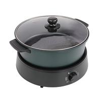 1350W Electric Hot Pot with Non-Stick Coating - 4L Multi-Cooker for Fondue, Frying & Stewing,180-280°C Adjustable Temperature,Diameter 27.4cm/10.79in,Capacity 4L/4.23Qt (White/Green) (Green)