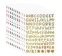 1356 Pieces Small Self Adhesive Vinyl Letter Number Stickers, 12 Sheets 0.5 Mini Alphabet Number Sticker, Glitter Colourful Sticky for Scrapbooks, Signs, Mailbox, Water Bottles, Notebook,DIY Crafts