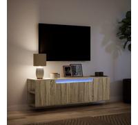 135cm Floating TV Unit RGB LED Lights Cabinet Wall Mounted TV Stand 2 Drawers