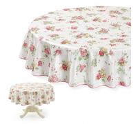 135cm Wipe Clean Round Tablecloth Floral Vinyl for Circular Dining Table | Wipeable vinyl round tablecloth with floral design, perfect for protecting daily kitchen and circular dining tables