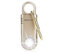 135dB Rechargeable Personal Safety Alarm Strobe Light Non Slip Grip Keychain Siren for Women Students. Emergency Mutual SOS Paging Alerts Loud Sound Flashlight Hiking Bear Alarm. Gold