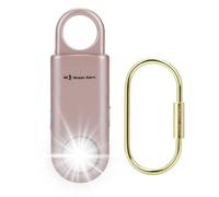 135dB Rechargeable Personal Safety Alarm Strobe Light Torchlight Keychain Siren for Women, College School Students Emergency SOS Alerts Loud Sound Flashlight Hiking Alarm Bear Deterrent. Rose Gold