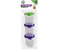 135ml 3 Pack Clip Plastic Lock Tubs for Storing Small Items, Crafts, Beads, Food