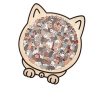 135pc Cats Puzzle Made From Natural Wood with Modern Palette Puzzle Craft Artistic Cats Shaped Puzzle