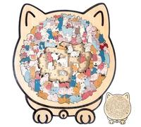 135Pcs Cat Shaped Puzzle, Wooden Jigsaw for Animal Shape, Macaron Colored Animal Wooden Puzzle, Creative Gift for Cat Lovers, Decorative Puzzles for Living Room, Bedroom Decoration 3-D Puzzles