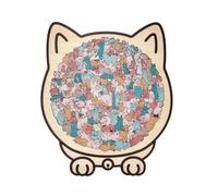 135PCS Cat Shaped Wooden Jigsaw Puzzle, Cats Shaped Wooden Puzzle for Kids Adults, Unique Animal Shape Wood Puzzles (C)