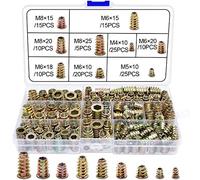 135Pcs Threaded Inserts Zinc Alloy Insert Hex Socket Screw in Nut M4/ M5/ M6/ M8 Flat Head Threaded Rivet Assortment Tool Kit with Storage Box for Wood Furniture Assembly Craftsman