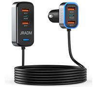 135W Multi Port Car Charger, 6 Port USB C Car Charger PD 45W & QC3.0 30W Super Fast Charging for Multiple Devices, Cigarette Lighter USB Charger with 5FT Cable Compatible iPhone 14/Samsung/iPad Pro