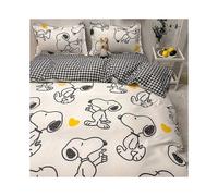 (135x200cm 53x78in, One size) B332 Bed Sheets Cute Snoopy Cartoon Duvet Cover Bedding Set 100% Polyester 3D Digital Printing Bedding King Size Printing Children's Gift Bed Sheets H