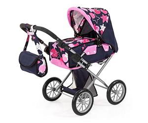 13669AA City Star Doll's pram, Combi Doll's Pram, blue with pink pattern