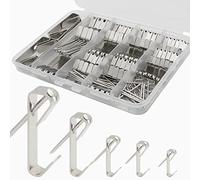 136Pcs Picture Hangers, 5 Sizes Hanging Kits Including 10/20/30/50/100lb Hooks, Sorted With Nails for Drywall Wooden Wall in Handy Storage Case (Silver)
