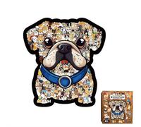 136Pcs Wooden Jigsaw Puzzle, Fun Challenging Toy Wooden Dog Shaped Puzzle with Frame for Adults Kids, Decorative Wall Art Home Decor Gift